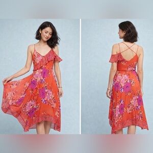 NWT Anthropologie Maeve Grecia Floral Ruffle Strap Midi Dress Spring Summer - 8